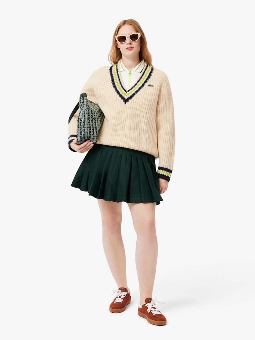 Women's Oversized Wool V-Neck Tennis Sweater size 34